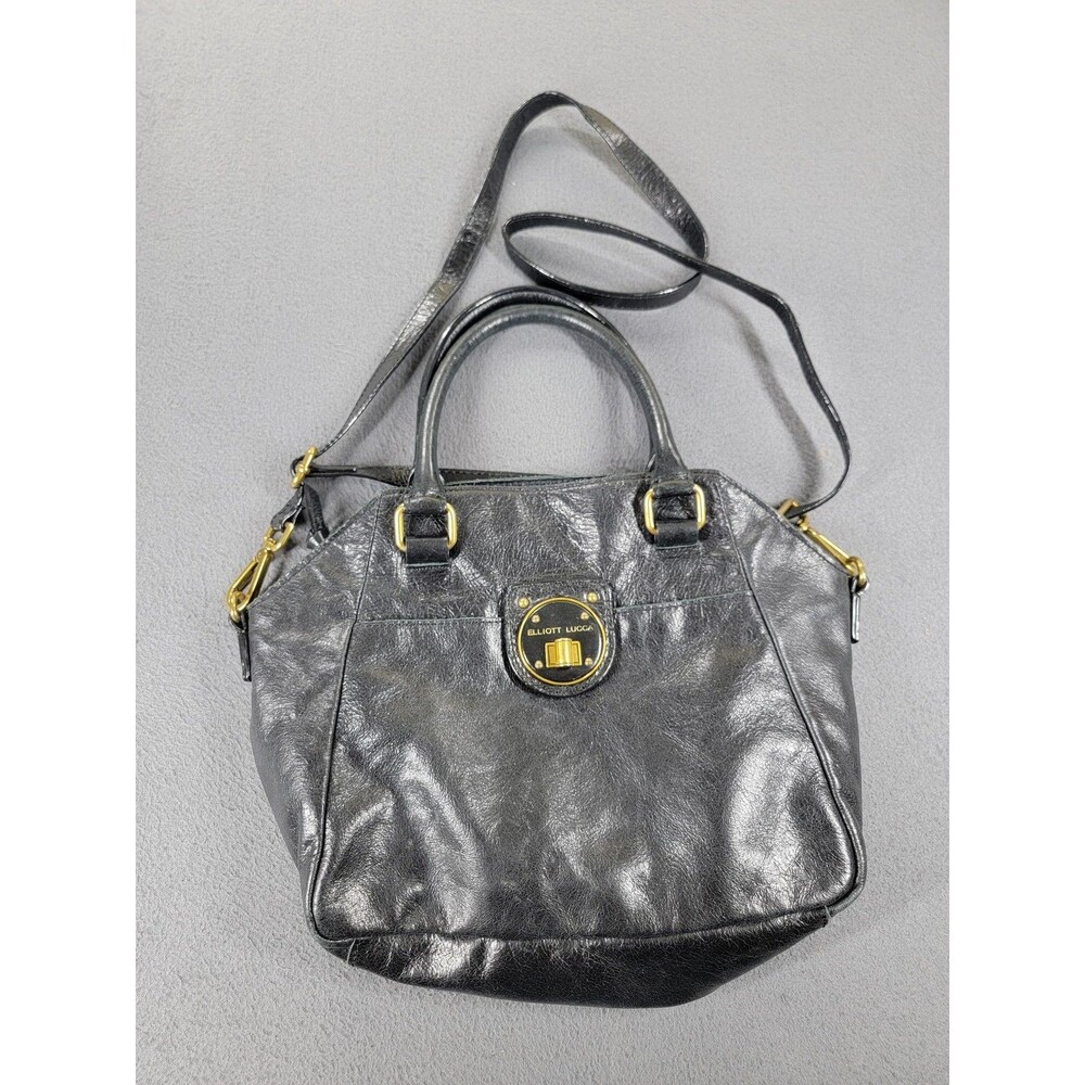 Elliott Lucca Satchel Bag Womens‎ Leather Purse Gold Hardware Crossbody Tote